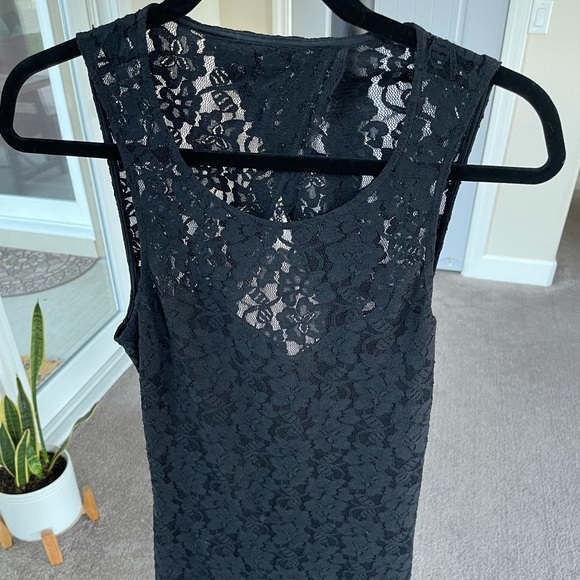 EXPRESS Women’s Black Lace Cut-Out Back Mini Sheath Dress - Size L - Picture 3 of 5